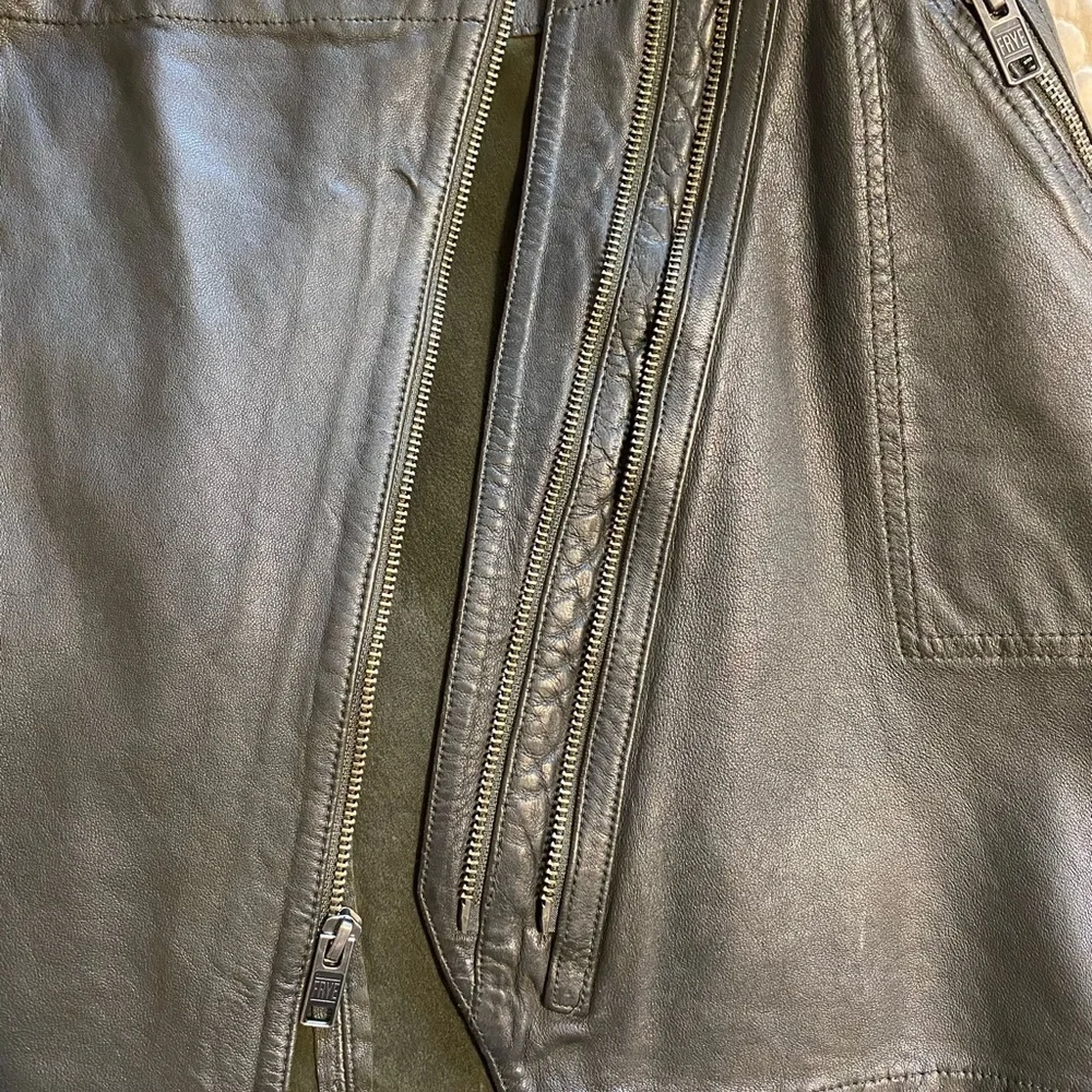 “FRYE” Diya Leather Moto Mini Skirt - Picture 14 of 16